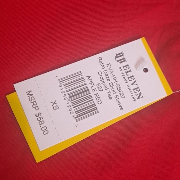 Eleven by Venus Williams Retro Daze Short Sleeve Cropped Tee Apple Red - Picture 9 of 10